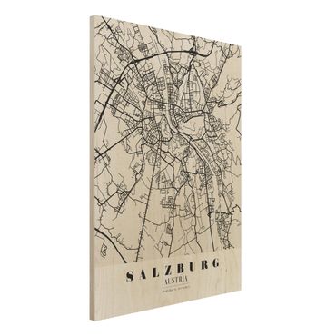 Obraz z drewna - City Map Salzburg - Klasyczna