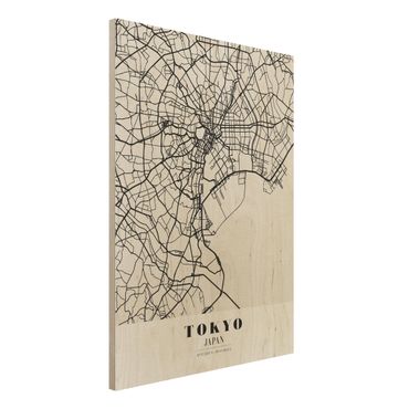 Obraz z drewna - Mapa miasta Tokio - Klasyczna