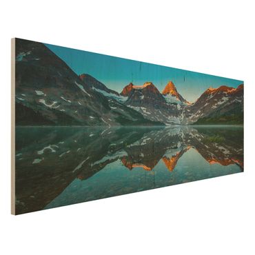 Obraz z drewna - Krajobraz górski nad jeziorem Magog w Kanadzie