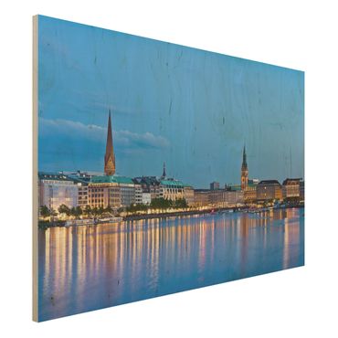 Obraz z drewna - panorama Hamburga