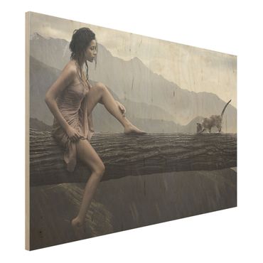 Obraz z drewna - Jane w deszczu