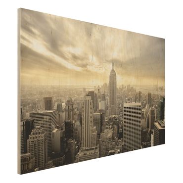 Obraz z drewna - Świt na Manhattanie