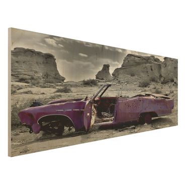 Obraz z drewna - Różowy Cadillac