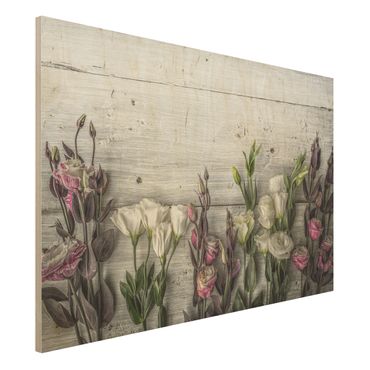 Obraz z drewna - Tulipanowa róża Shabby Wood Look