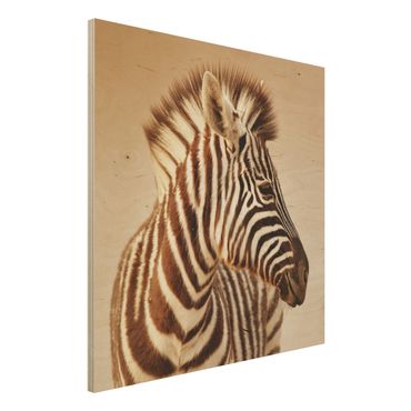 Obraz z drewna - Portret dziecka w typie zebry