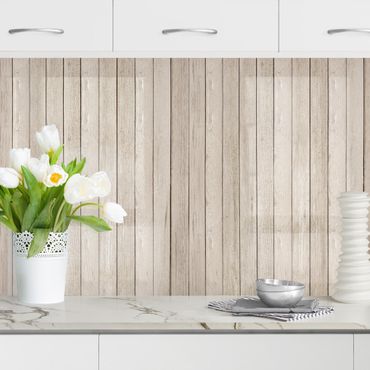 Panel ścienny do kuchni - Deski drewniane dąb jasny II
