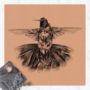 Mata korkowa - Ilustracja latającego kolibra Czarna