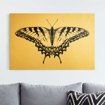 Obraz na płótnie - Illustration Flying Tiger Swallowtail Black - Format poziomy 3x2