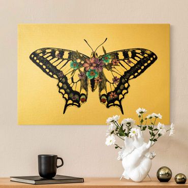 Obraz na płótnie - Illustration Floral Swallowtail  - Format poziomy 3x2