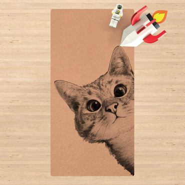 Mata korkowa - Ilustracja kota Rysunek czarno-biały