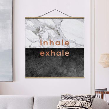 Plakat z wieszakiem - Inhale Exhale Miedź i marmur