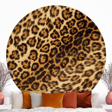 Okrągła tapeta samoprzylepna - Skóra jaguara