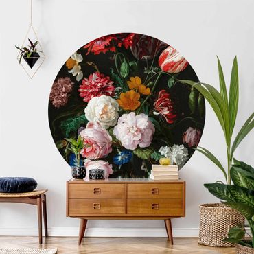 Okrągła tapeta samoprzylepna - Jan Davidsz de Heem - Martwa natura z kwiatami w szklanym wazonie