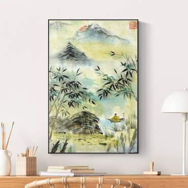 Akustyczny wymienny obraz - Japońska akwarela Rysunek Bambusowy Las
