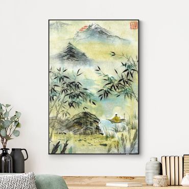 Wymienny obraz - Japońska akwarela Rysunek Bambusowy Las