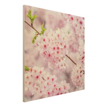 Obraz z drewna - Japońskie kwiaty wiśni