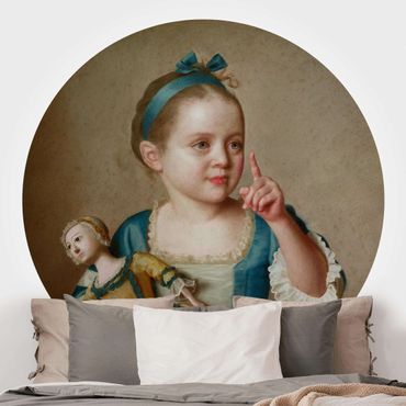 Okrągła tapeta samoprzylepna - Jean Etienne Liotard - Dziewczynka z lalką