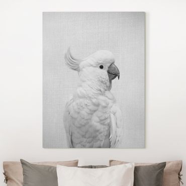 Obraz na płótnie - Cockatoo Kiki Black And White - Format pionowy 3:4