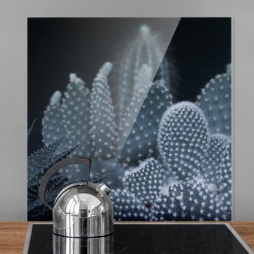Panel szklany do kuchni - Rodzina kaktusów w nocy