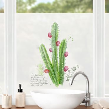 Folia okienna - Kaktus z wersetem biblijnym II