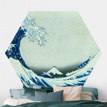 Sześciokątna tapeta samoprzylepna - Katsushika Hokusai - Wielka fala w Kanagawie