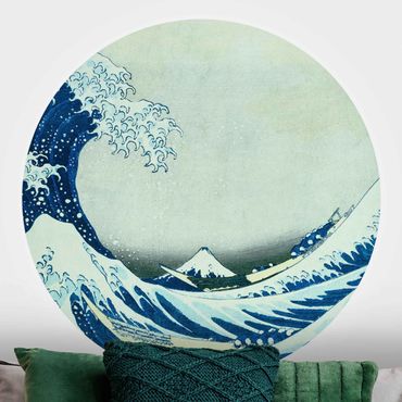 Okrągła tapeta samoprzylepna - Katsushika Hokusai - Wielka fala w Kanagawie