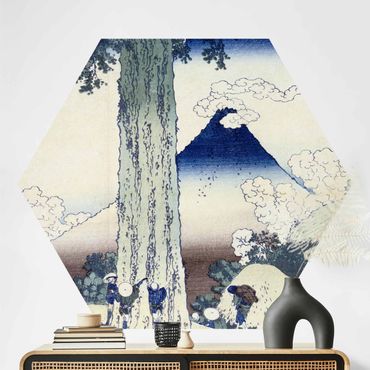 Sześciokątna tapeta samoprzylepna - Katsushika Hokusai - Przełęcz Mishima w prowincji Kai