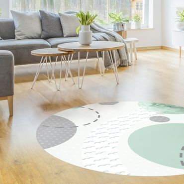 Okrągły dywan winylowy - Grafika na dywaniku dla dzieci - Forest and River
