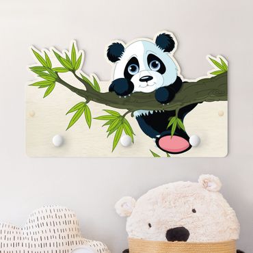 Dziecięcy wieszak ścienny - Panda wspinająca się