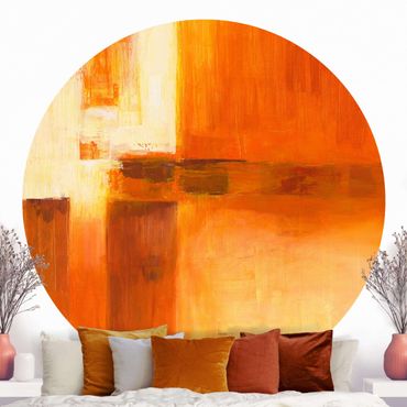 Okrągła tapeta samoprzylepna - Kompozycja w kolorach pomarańczowym i brązowym 01