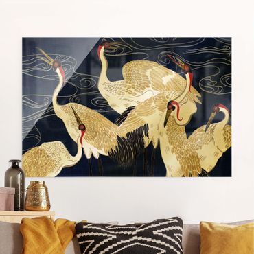 Obraz na szkle - Żurawie o złotych piórach II