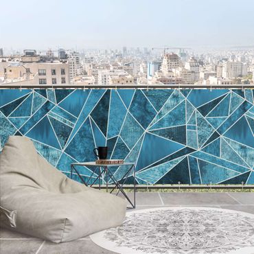 Osłona balkonowa zapewniająca prywatność - Krystalicznie niebieska geometria