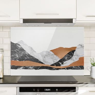 Panel szklany do kuchni - Krajobraz z marmuru i miedzi