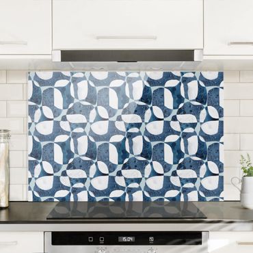 Panel szklany do kuchni - Wzór z żywych kamieni w kolorze niebieskim