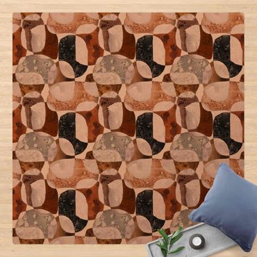 Mata korkowa - Wzór żywych kamieni w kolorze brązowym