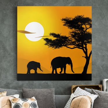 Obraz na płótnie - Spacer na słoniach afrykańskich