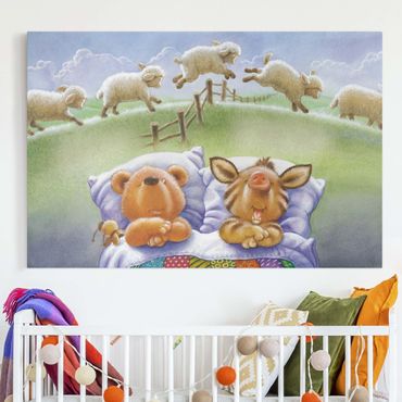Obraz na płótnie - Buddy Bear - Miś Buddy - Liczenie owiec