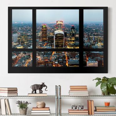 Obraz na płótnie - Widok z okna na podświetloną panoramę Londynu