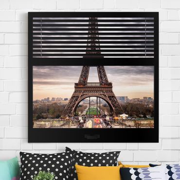Obraz na płótnie - Zasłony widokowe na okno - Wieża Eiffla Paryż