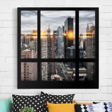 Obraz na płótnie - Widok z okna na Nowy Jork z odbiciem słońca