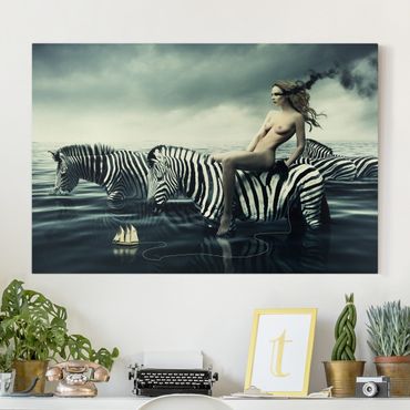 Obraz na płótnie - Kobieta naga z zebrami