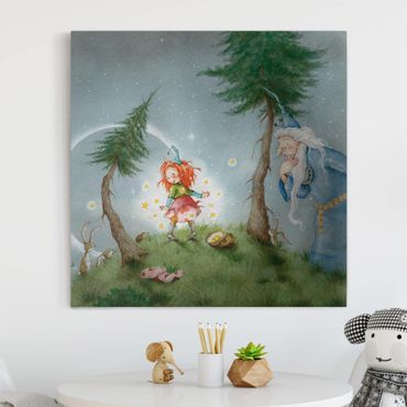 Obraz na płótnie - Frida, mała leśna czarownica - Frida wypuszcza gwiazdy