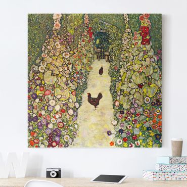Obraz na płótnie - Gustav Klimt - Ścieżka ogrodowa z kurczakami