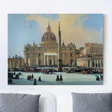 Obraz na płótnie - Ippolito Caffi - błogosławieństwo papieża w Rzymie