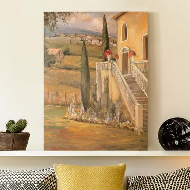 Obraz na płótnie - Krajobraz włoski - schody do domu