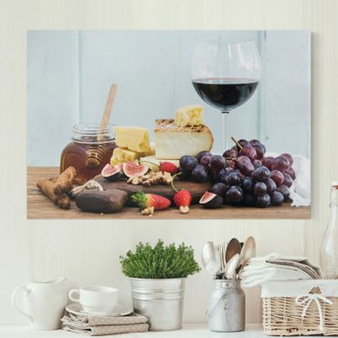 Obraz na płótnie - Ser i wino
