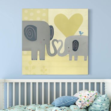 Obraz na płótnie - Mama i ja - Słonie