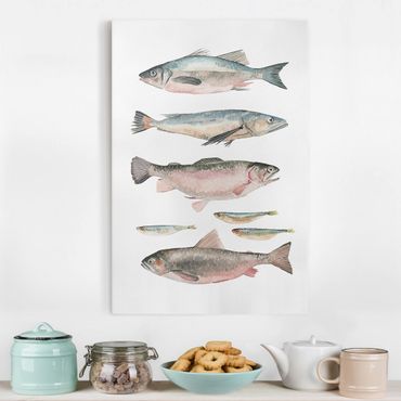 Obraz na płótnie - Siedem rybek w akwareli I