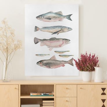 Obraz na płótnie - Siedem rybek w akwareli I