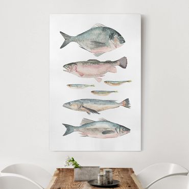 Obraz na płótnie - Siedem rybek w akwareli II